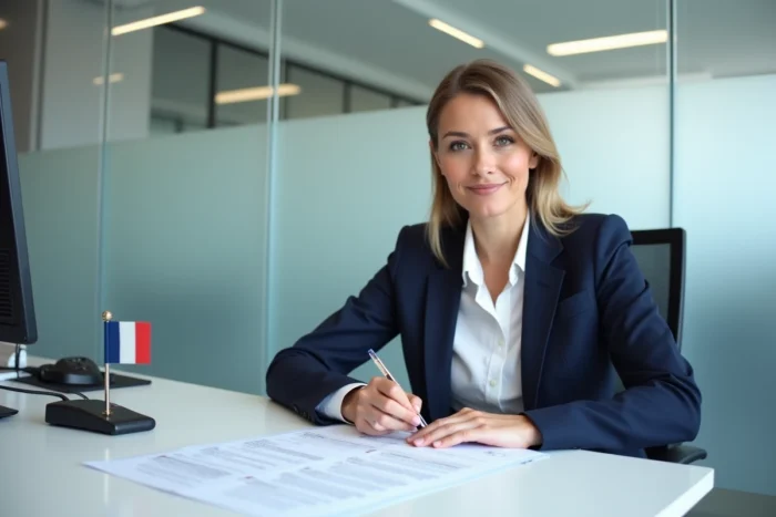 Agente de préfecture tamponnant des documents d'immatriculation pour l'homologation d'un trike en France